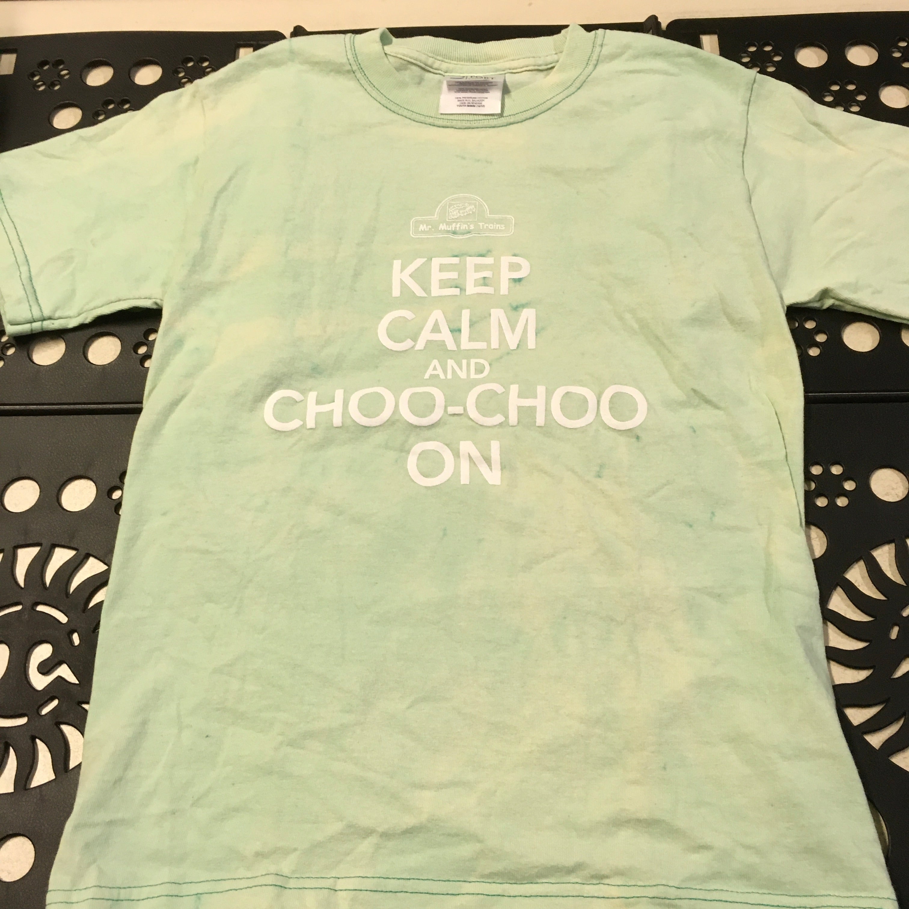 T-Shirt - "Keep Calm and Choo-Choo On" Youth (Green Tie-Dye)