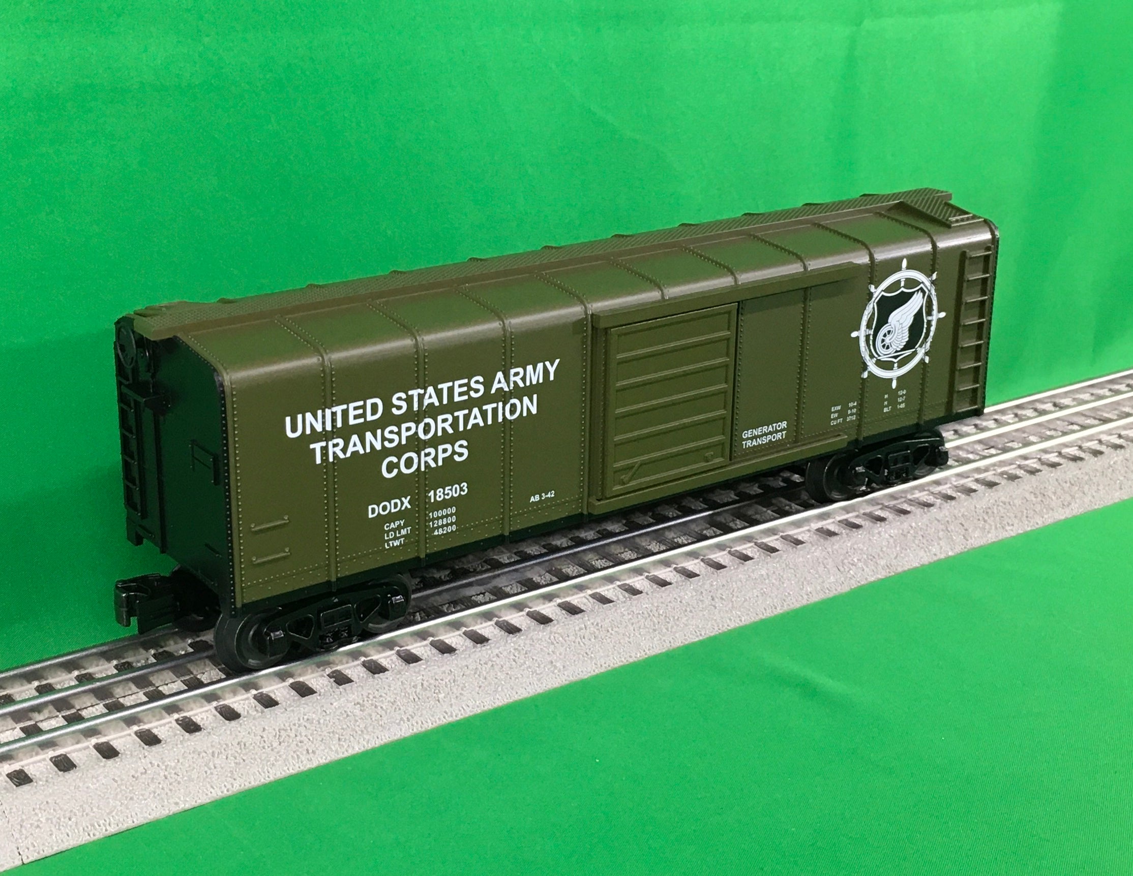 MTH 30-71131 - Rounded Roof Box Car "U.S. Army" #18503