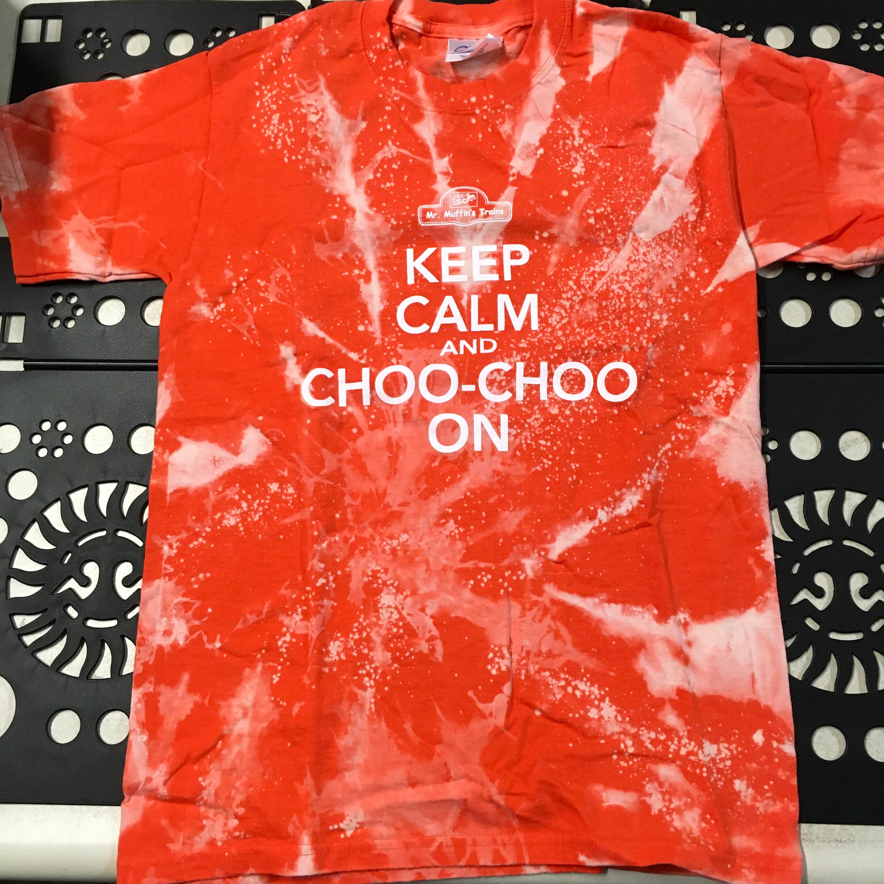 T-Shirt - "Keep Calm and Choo-Choo On" Youth (Orange Tie-Dye)