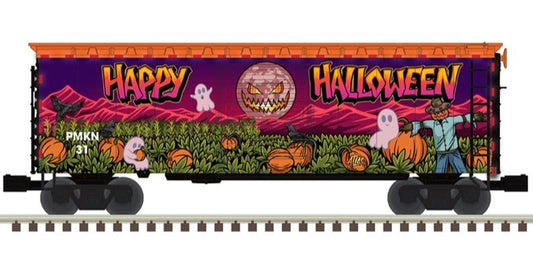 Atlas O 3001437 - Premier - 40' PS-1 Boxcar "Happy Halloween" w/ Lights - MrMuffin'sTrains