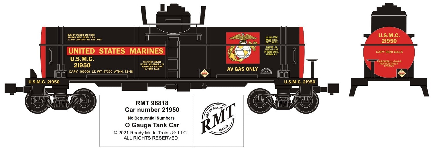 Ready Made Trains RMT-96863 - 8000 Gallon Single Dome Tank "U.S. Marines"